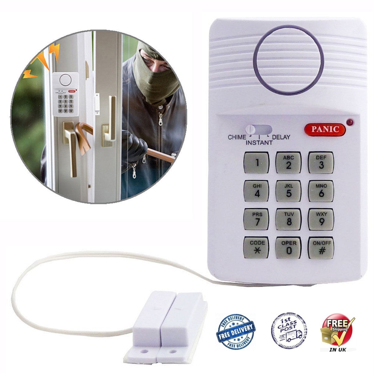 Loud Wireless Door Alarm Security Pin Panic Keypad For Home Office Garage Shed​ Door Security Alarm Home Security