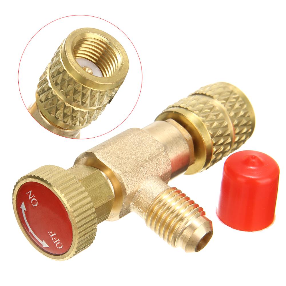 Mayitr R410A airconditioning Koelmiddel Valve Adapter 1/4 "SAE Male naar 5/16" SAE Vrouwelijke Opladen Slang Flow Control kleppen