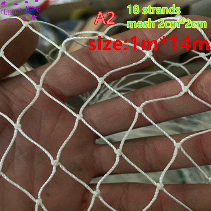 Semi-finished fishing net stake net Breeding nets Crop protection net Balcony isolation Multifunction nylon network hand net: A2-H 1Mx14M