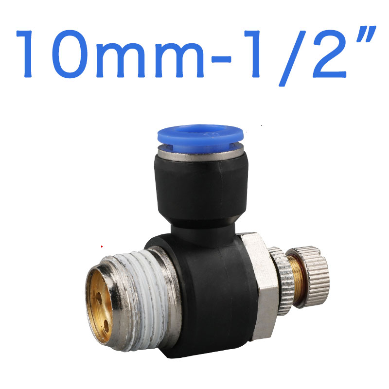 Pneumatic speed flow controller 8mm 6mm 10mm 12mm OD hose tube 1/4 "BSP 1/8" 3/8 "1/2" male Air flow limit valve: SL10-04