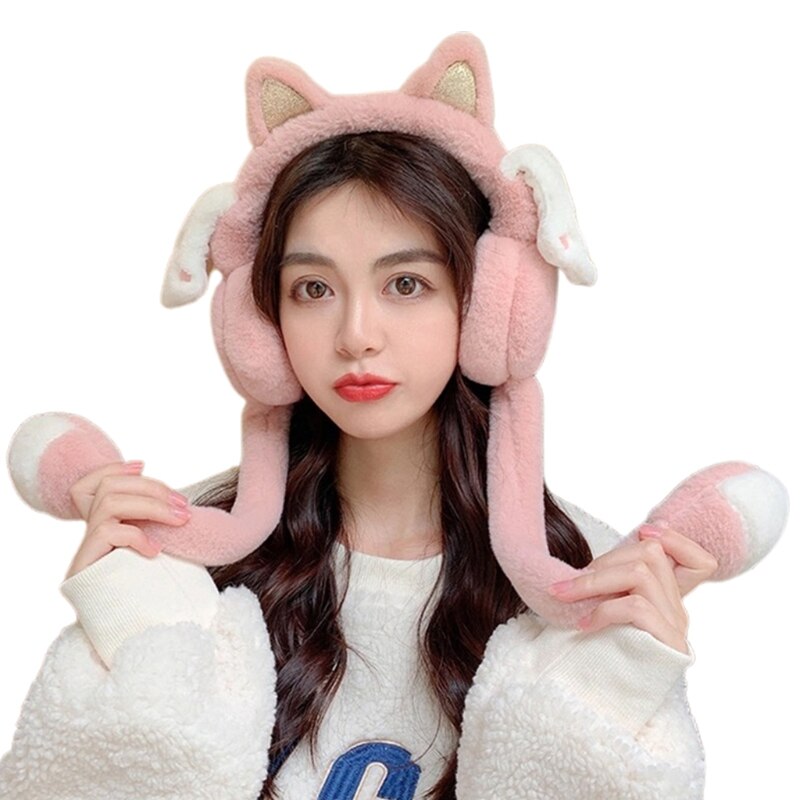 Moving Ears Hat Adult Ear Muffs For Winter Cute Jumping Claw Hat Floppy R7RF