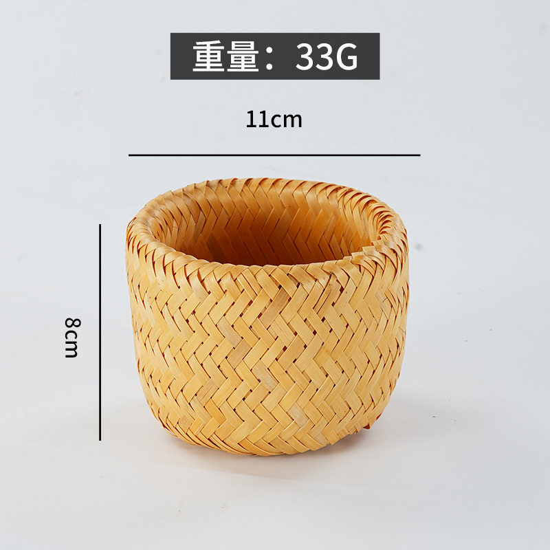Japanese Sashimi Decoration Mini Basket Seafood Decoration Props Barbecue Plate Bamboo Basket Decoration: black