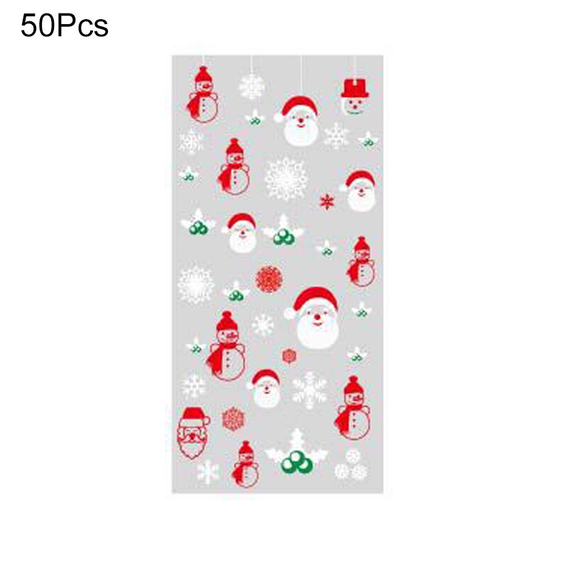 50 stk xmas selvklæbende cookieemballage plastposer jul cellofan festposer behandler slikpose festival fest favor: Oliven