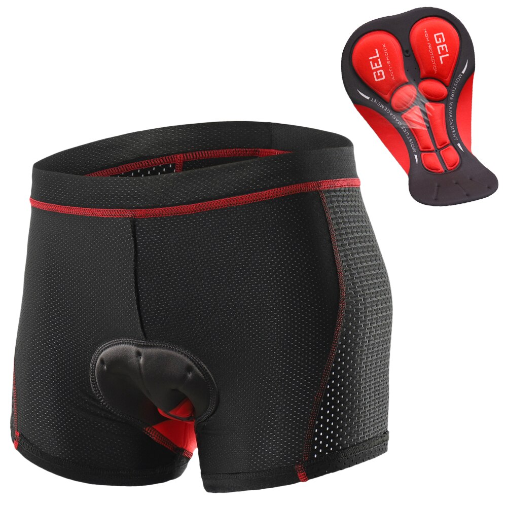 Breathable Cycling Shorts Cycling Underwear 5D Gel Pad Shockproof Bicycle Underpant MTB Road Bike Underwear Man Shorts: Red / S