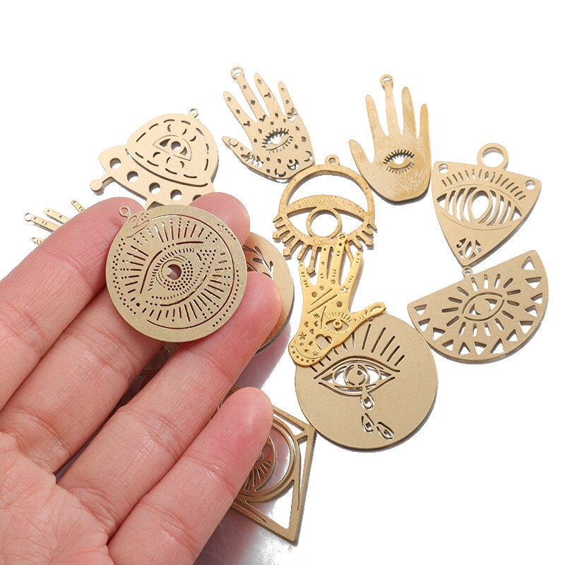 1 paquete de latón en bruto religioso Egipto Ojo del mal Celestial ojos que todos ven encanto colgante para joyería DIY haciendo Accesorios