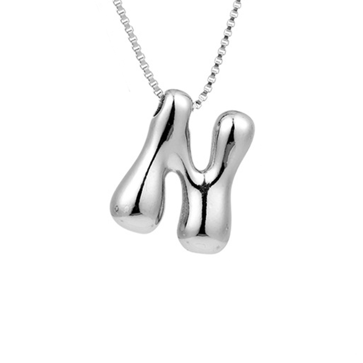 Delicate Chunky Balloon 26 Letter Necklace Bubble Initial Alphabet Pendant Box Chain Choker Stainless Steel Gold Plated Jewelry: Pure Gold Color