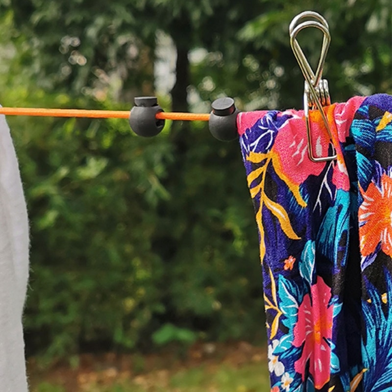 Portable Travel Clothesline Cord Adjustable Windproof Anti-slip Camping Clothes Hanging Line Laundry Drying Rope Trip