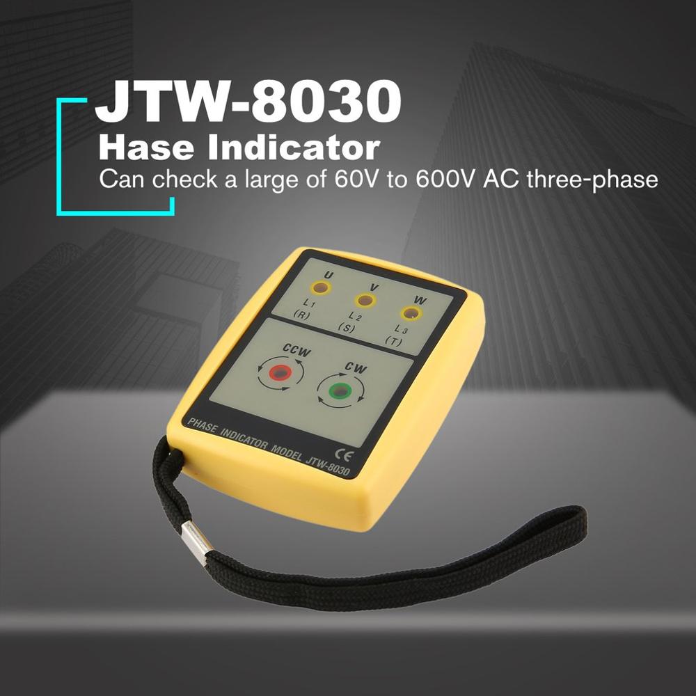 JTW JTW-8030 Portable 3 Phase Sequence Meter Multimeter Presence Rotation Tester Phase Indicator Detector Meter LED Buzzer