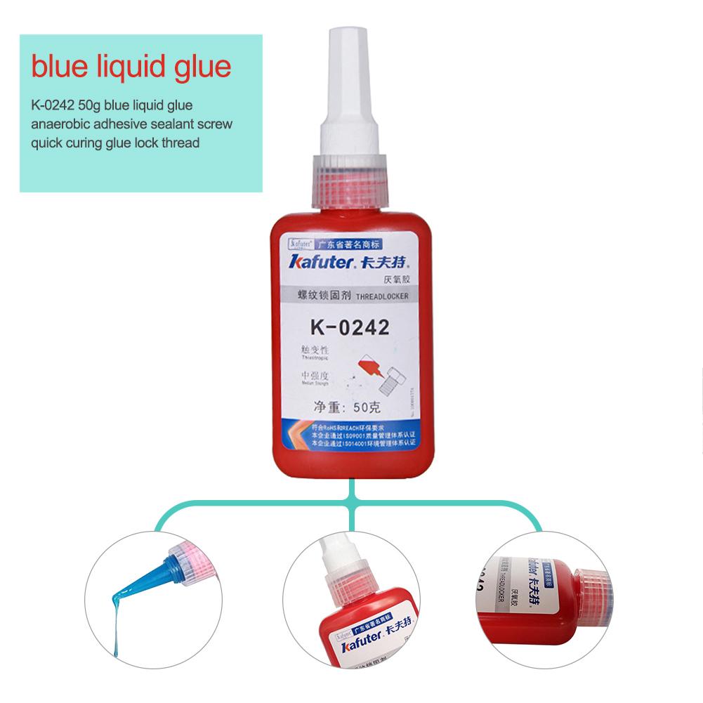 50ml K-0242 Liquid Glue Blue Anaerobic Adhesive Removable Sealant Thread Super Glue For Metal Surfaces And Screw