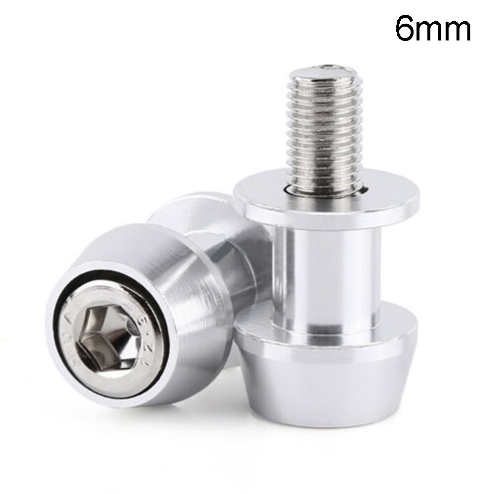 1Pair Aluminum Motorcycle Swingarm Spools Stand Screws Slider for Honda Kawasaki: 6mm Silver