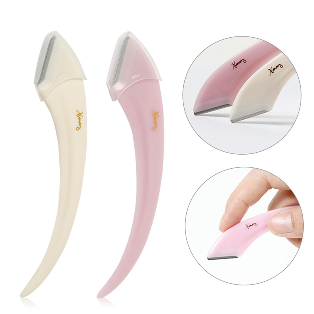 2 pièces Portable Mini sourcil rasoir couteau coupe lame sûre lèvre sourcil pince à épiler épilateur Shaper rasoir Facial maquillage outil