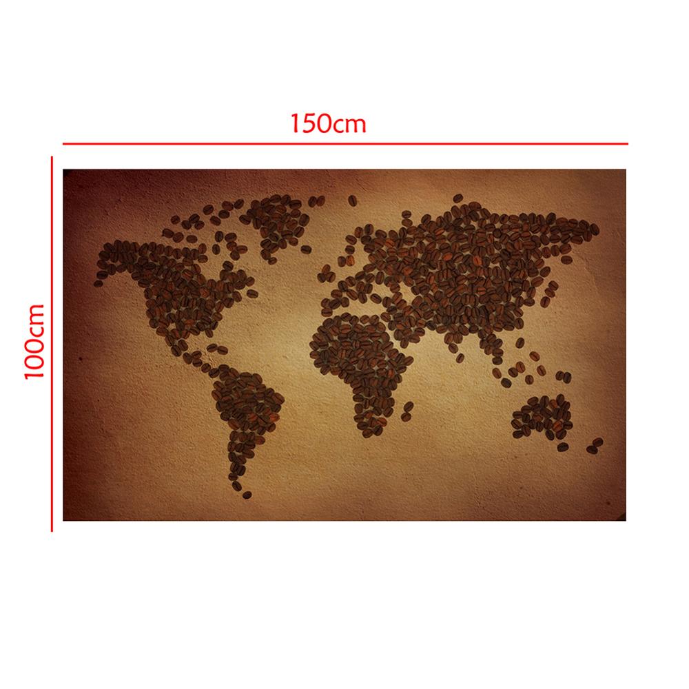 150X100 Cm Niet-geweven Diy Wereldkaart Plaat Patroon Gemaakt Van Koffiebonen Thuis Wall Decor Kaart
