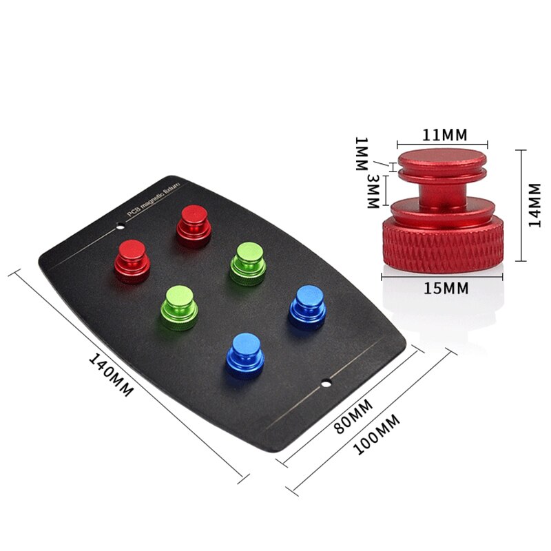 Suporte da placa do pwb universal dispositivo elétrico com 6 pçs pinos netic placa de circuito plataforma de solda pcb netic fixação braçadeira sulco