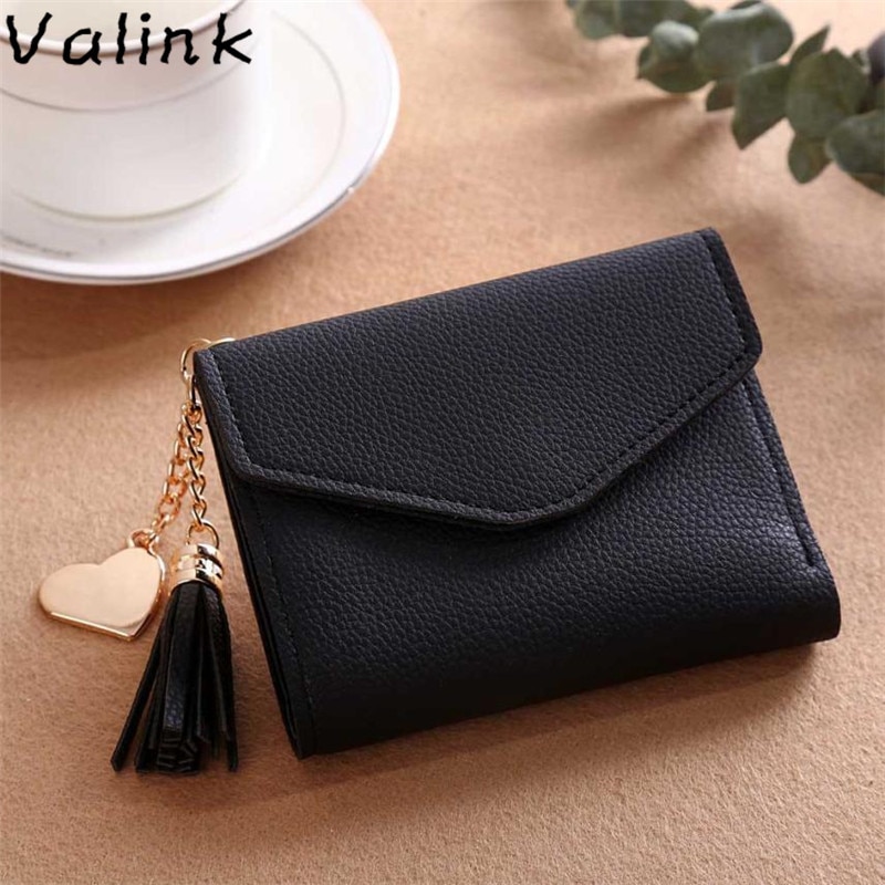 Valink Women Simple Short Wallet Tassel Coin Purse Card Holders Multi-card Position Female Wallet Portefeuille Femme