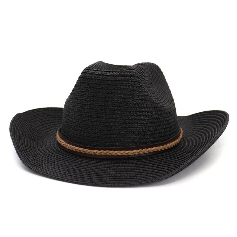 Zomerhoed voor dames, geweven vorm panama strohoed, heren riemvorm hoeden strand zonnehoed jazz hoeden western cowboy petten: 2