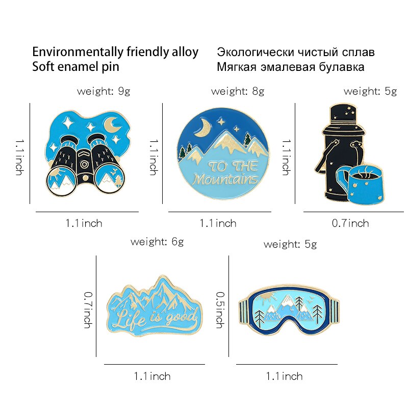 Travel Life Enamel Pin Outdoors Adventure Night Brooches Bag Lapel Pin Badges Mountaineering Telescope Jewelry Friends