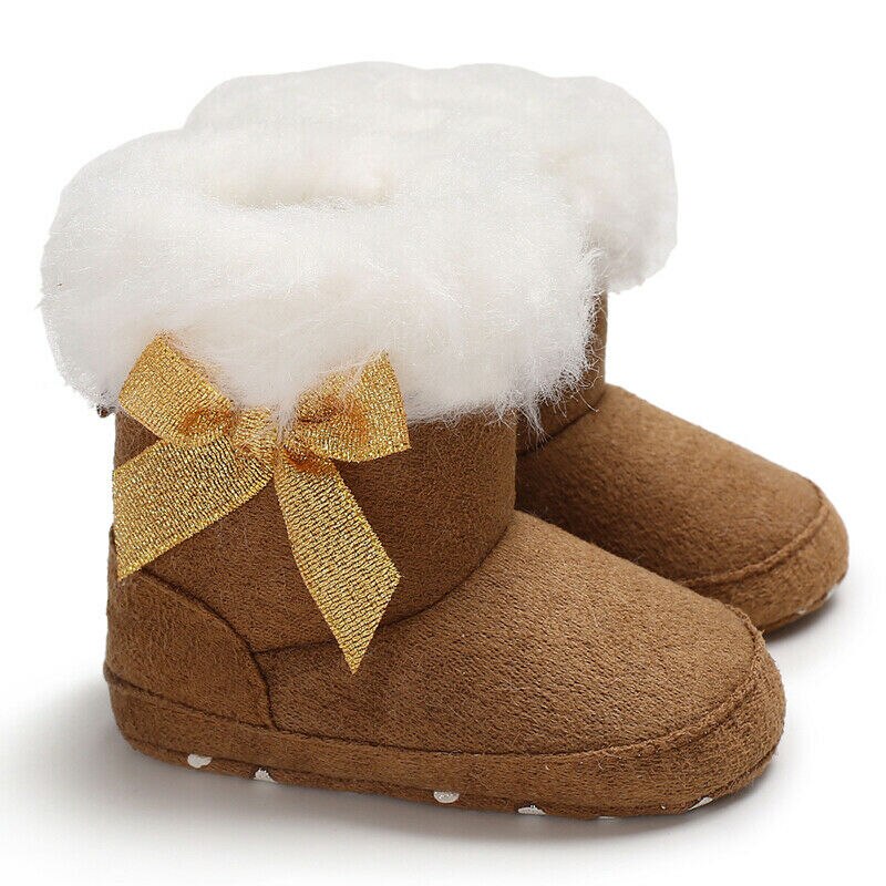 0-18Month Sveglio Appena Nato Del Bambino Della Ragazza Arco Anti-Slip Molle Slipper Scarpe Stivali Da Neve Caldo