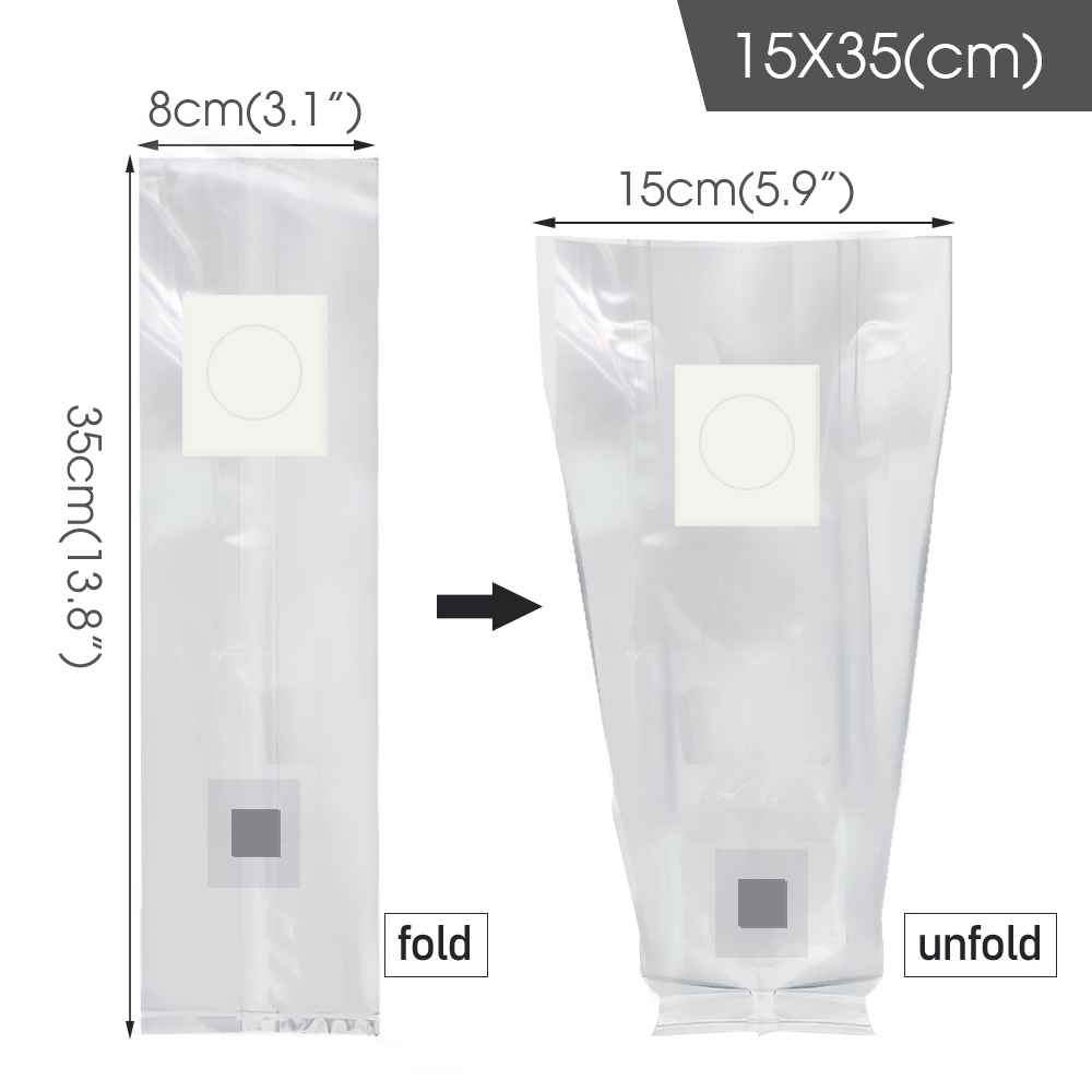 PP 6 Mil Sterilized Hydrated Grain Bag w/Self-Healing Injection Port 0.2μm Filter Patch Autoclaving Substrate Mushroom Spawn Bag: S / Light Grey