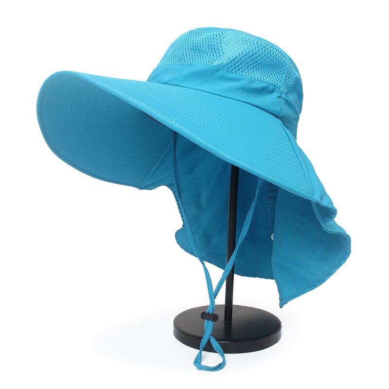 CAMOLAND Mens Summer Bucket Hat Women Boonie Hat With Neck Flap Outdoor Hiking Fishing Hats UV Protection Cap Mesh Breathable: Sky Blue