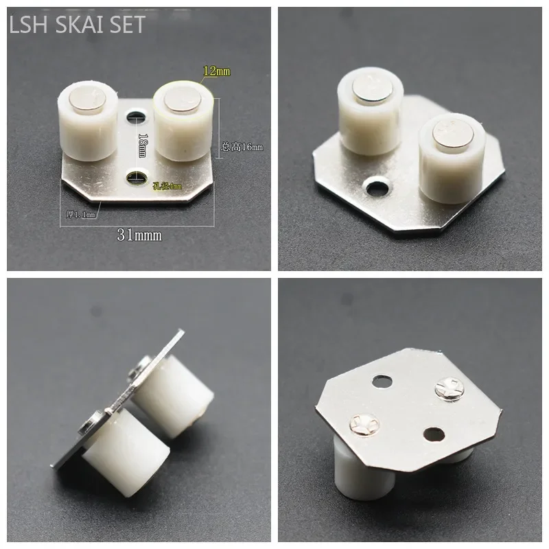 2pcs Sliding Door Rail System Wheels Shower Door Rollers Silent Guide Pulley Limiter Household Door Hardware Accessories