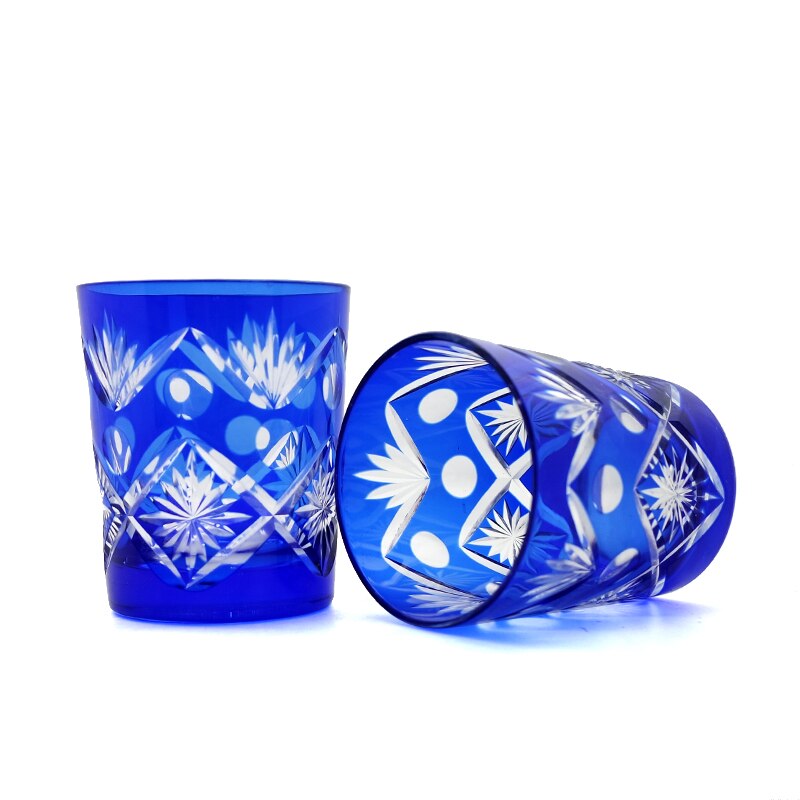 Bohemian Czech Handmade Hand Cut To Clear Crystal Drinkware Whiskey Wine Beer Glass 2 Pieces: Default Title