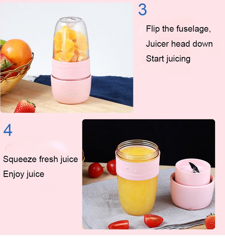 Mini sapcentrifuge oranje machine elektrische draagbare blender smoothie maker sapmixer beker voor persoonlijke keukenmachine fruitpers