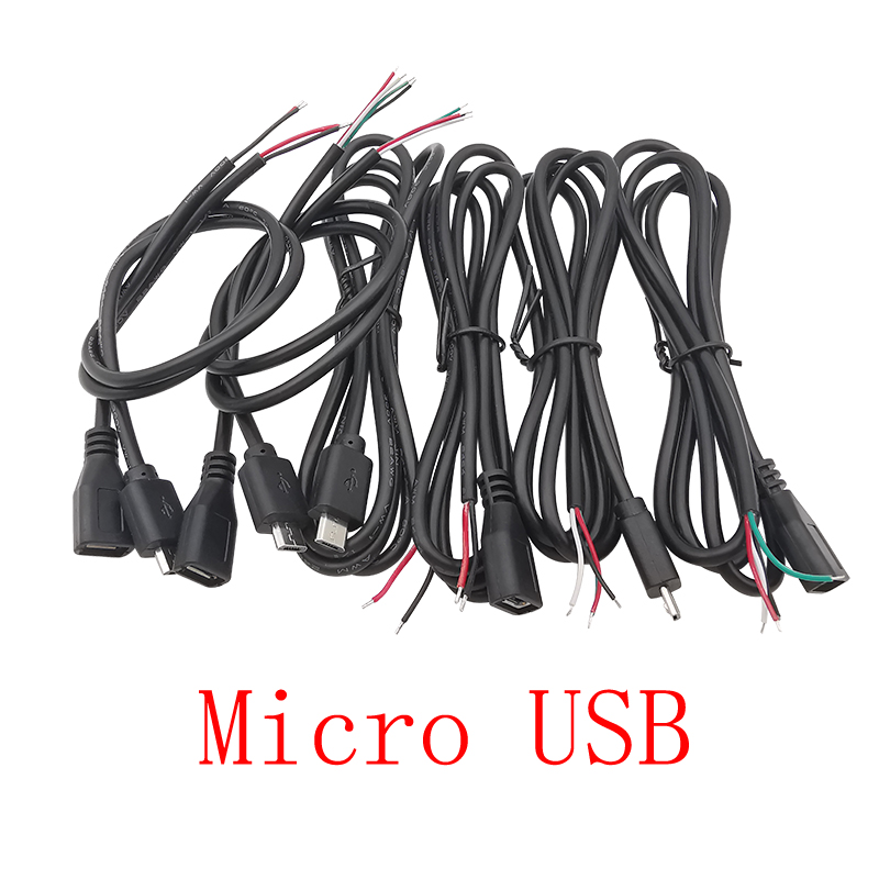 Micro USB Male Female Socket Power Supply Cable 2 / 4 Pin Wire Micro USB Plugs Jacks DIY Charging Data Cord Extension Connector