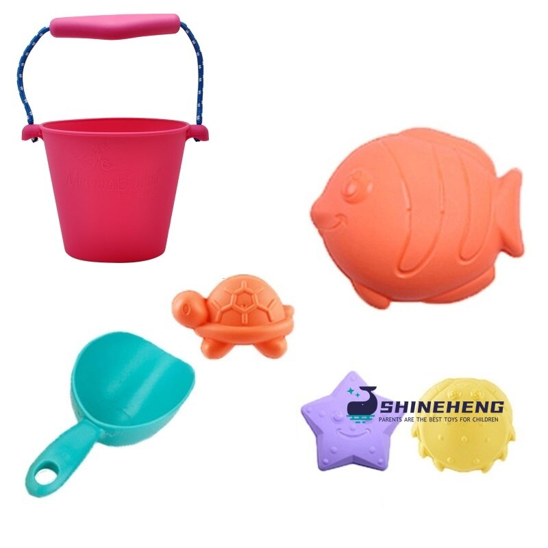 Children Beach Toys Silicone Bucket Summer Digging Sand Tools Summer Baby Water Game Play Outdoor Toy Set Sandbox for Boys Girls: SKU-004