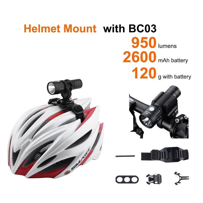 TOWILD Headlight Helmet Mount Strips Bicycle MTB Bike Lights Holder Cycling Universal Parts Accessories: Mount  with BC03