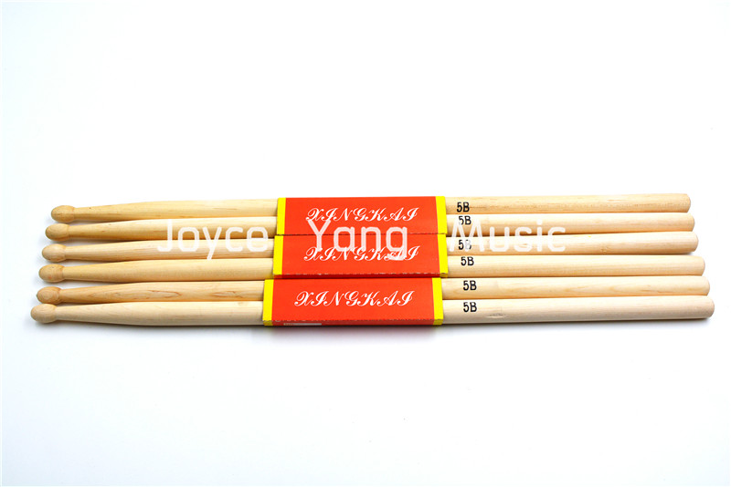 Niko 3 Pairs of Maple Wood Round Tip Drum Sticks 5B Drumsticks