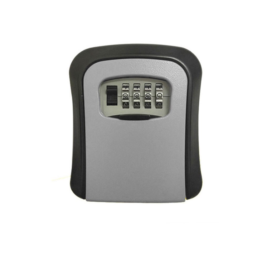 Metal key box key lock box wall-mounted key safe weatherproof combination box indoor and outdoor: gray