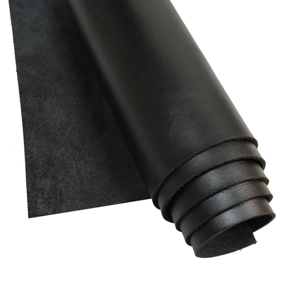 Olie Gelooid Leer Echt Koeienhuid Leer Materiaal Stuk 2.0Mm Dikte Wax Leer Voor Diy Hand Leathercraft: Black / 30cm x 15cm