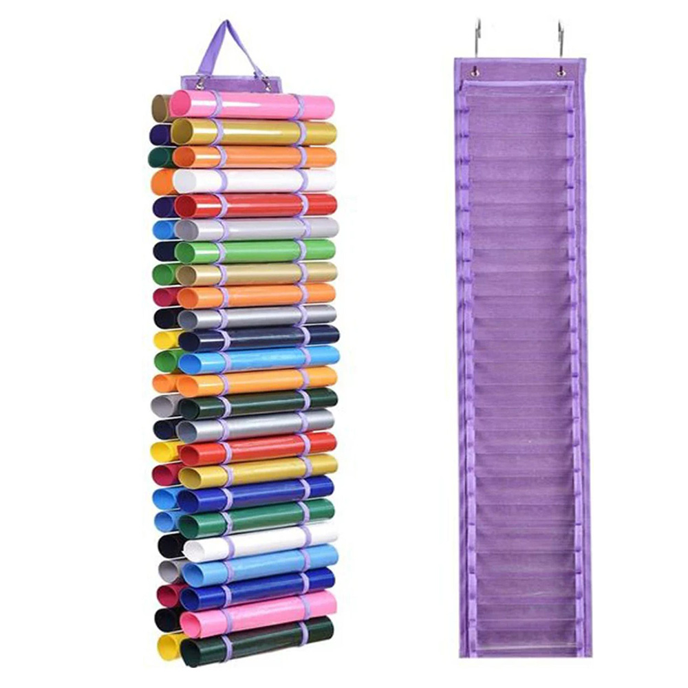 Vinyl Storage Organizer - Vinyl Roll Holder, Craft Vinyl Storage Rack, Hanging Organizer Storage with 48 Roll Compartments: PURPLE