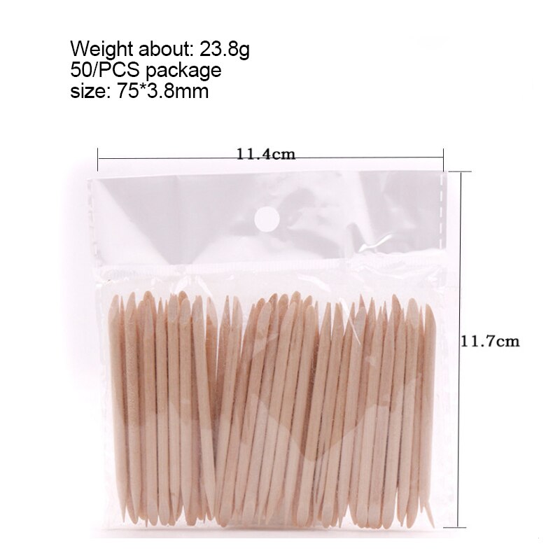 Nail Wooden Cuticle Pusher Set Double-ends Orange Wood Sticks Cuticle Removal Nail Art Sticks Exfoliating Pedicure Manicure Tool: 75mm 50pcs