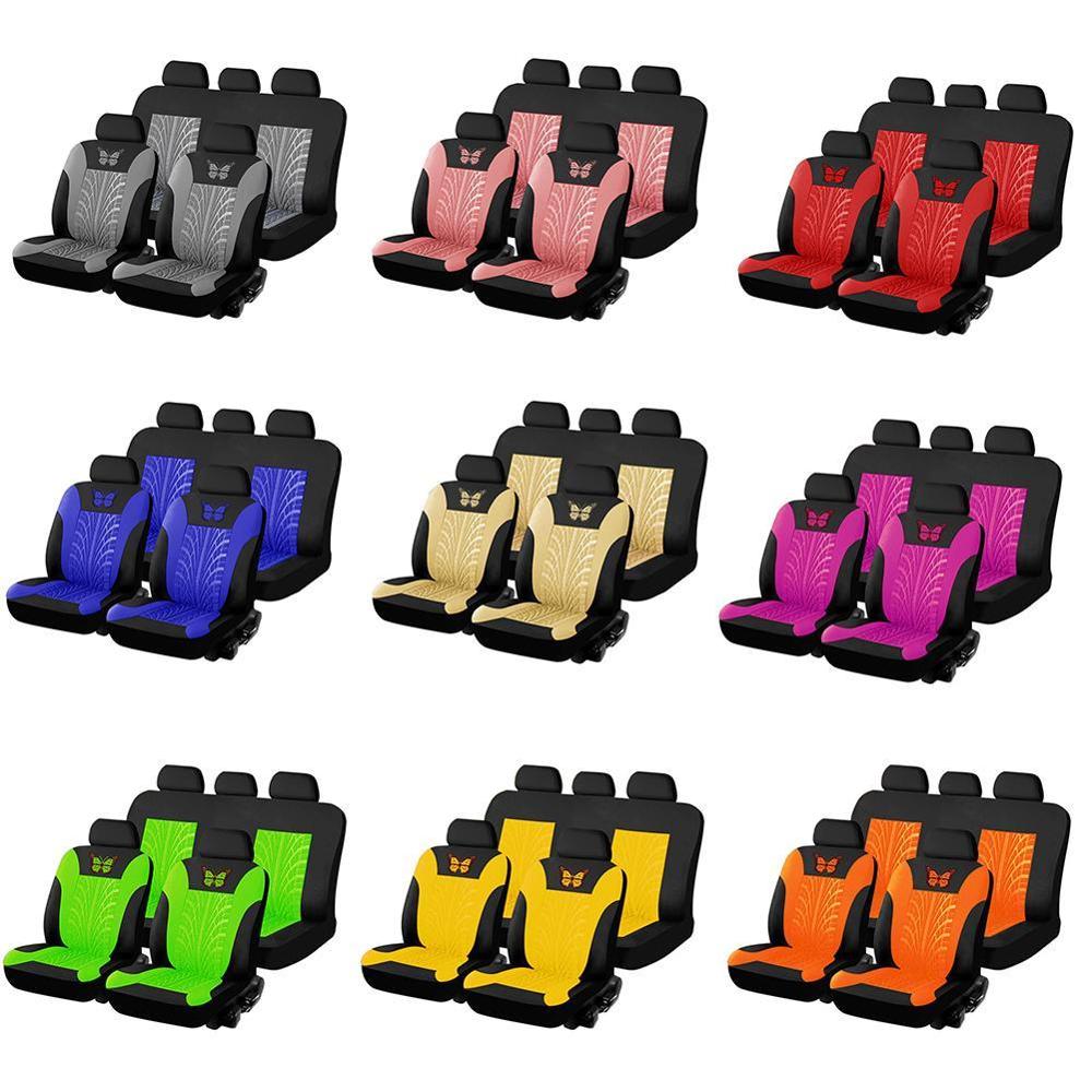 Brand Embroidery Car Seat Covers Set Universal Fit Most Cars Covers with Tire Track Detail Styling Car Seat Protector Car Seat