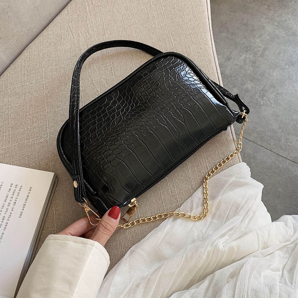 Crocodile PU Leather Women Handbags Solid Retro Female Shoulder Bags Casual Ladies Totes Bags femmes sacs à bandoulière