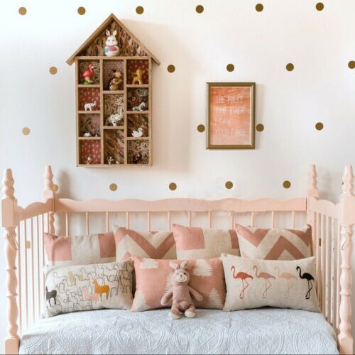 Sparadrap mural doré à pois, 126, décoration pour pépinière de fille