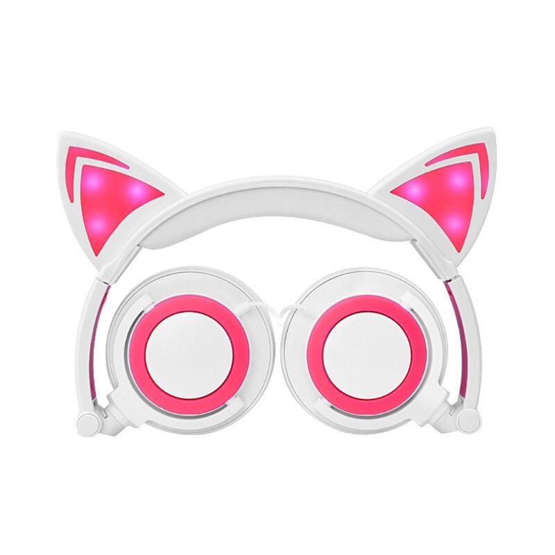 Gaming Headset - Wired - Glowing Cat Ears - Foldable - Portable - for Kids: Yellow