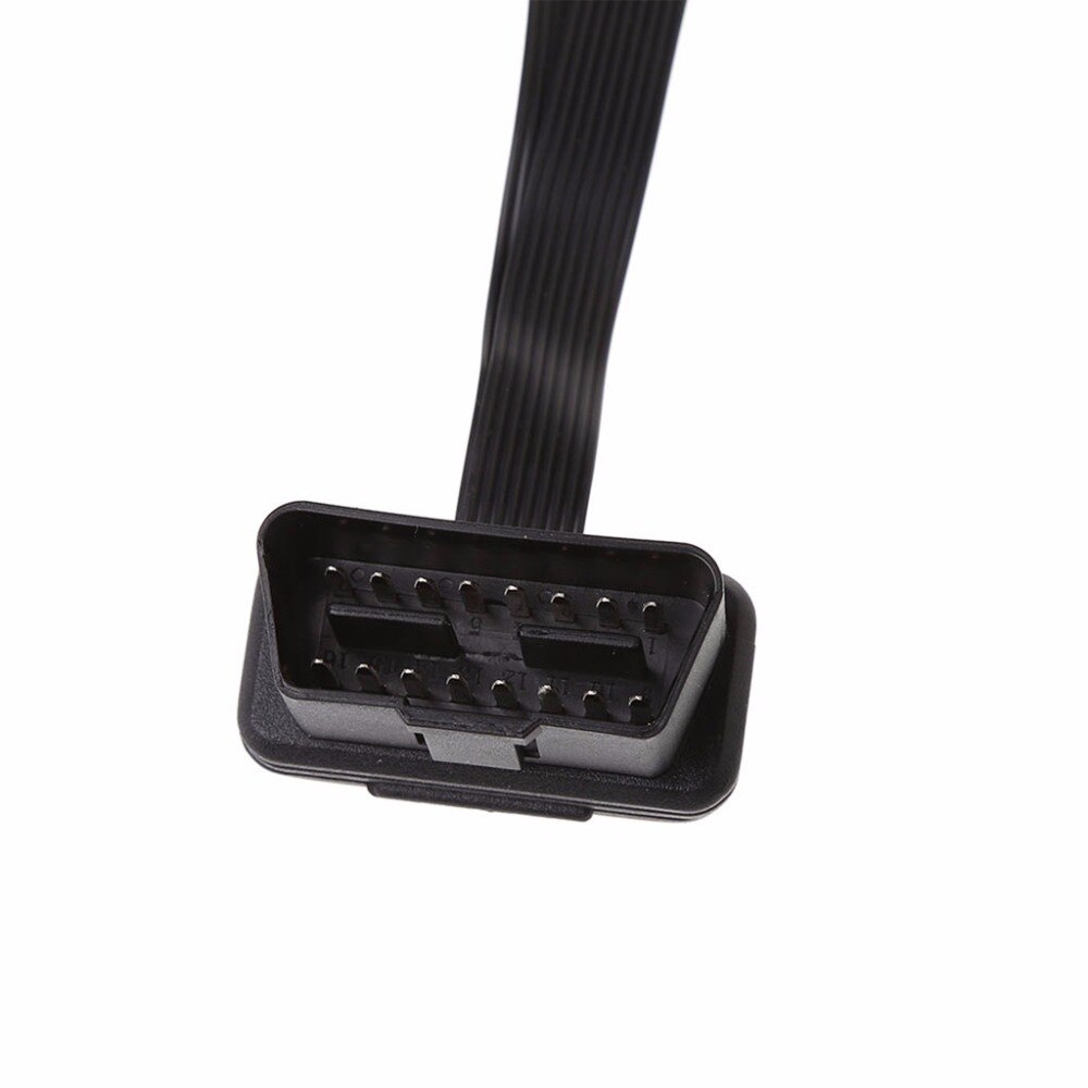 OOTDTY 30cm 16 Pin OBD2 Male To Double Female Splitter Flat Thin Y Connector Extension Cable Suit for OBD II port