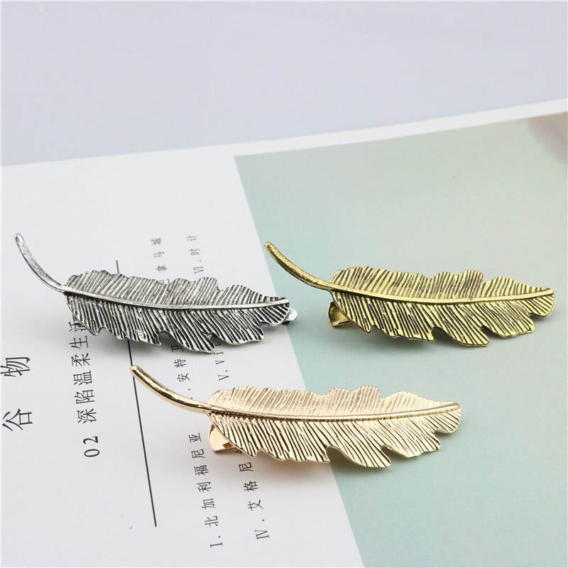 Mode Vrouwen Meisjes Goud Zilver Leaf Veer Haar Clip Haarspelden Meisjes Hoofddeksels Barrette Bobby Pin Festival Haaraccessoires