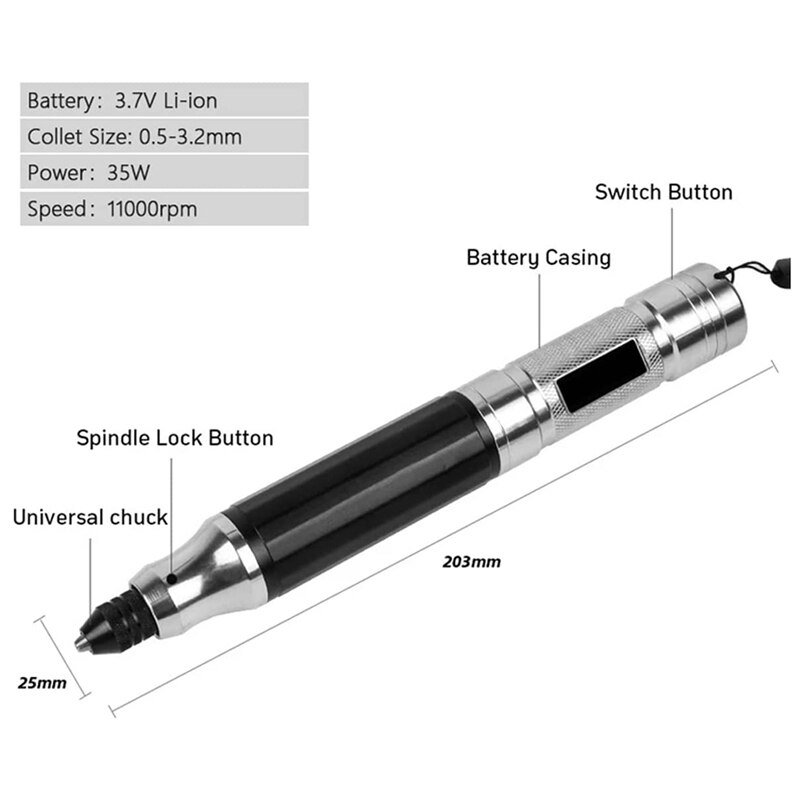 35W 3.7V Engraving Pen Rechargeable Etching Pen Electric Engraving Tool Mini Engraver for Carving Metal Glass Jewelry