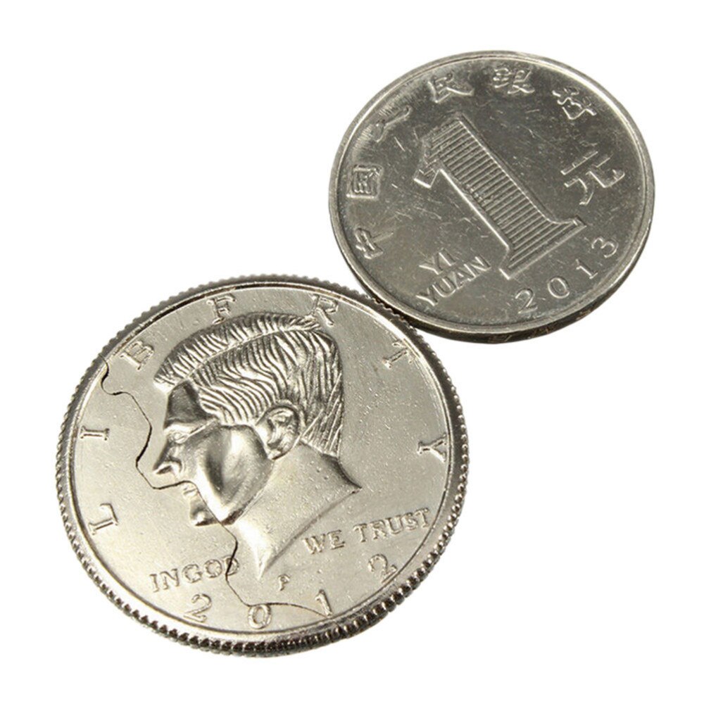 Top Magic Close-Up Straat Trick Bite Coin Bite En Hersteld Half Dollar Illusion Dollar
