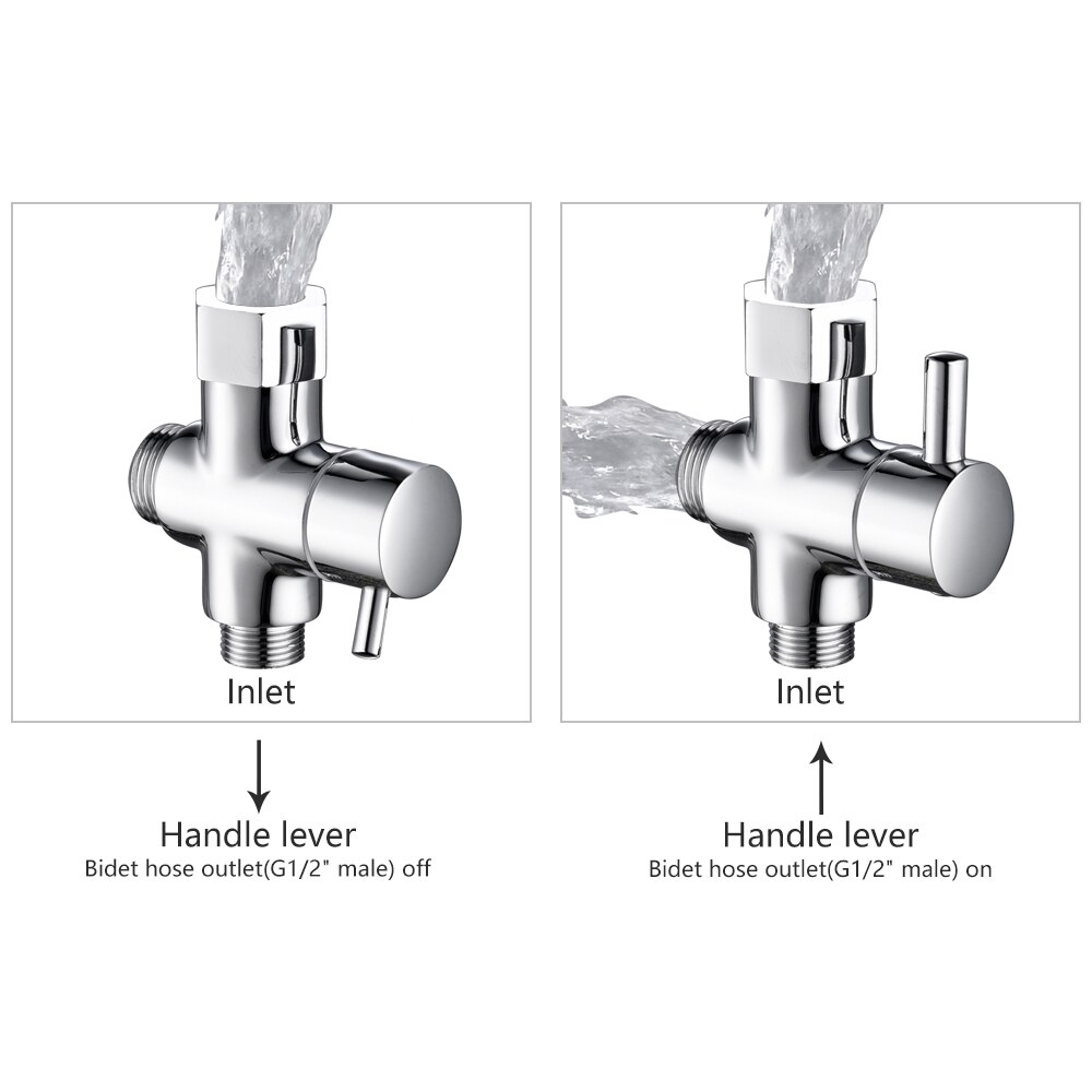 3 Way Diverter Valve Brass Shut Off Valve 3/8”-12/17 T Adapter for Toilet Water Line