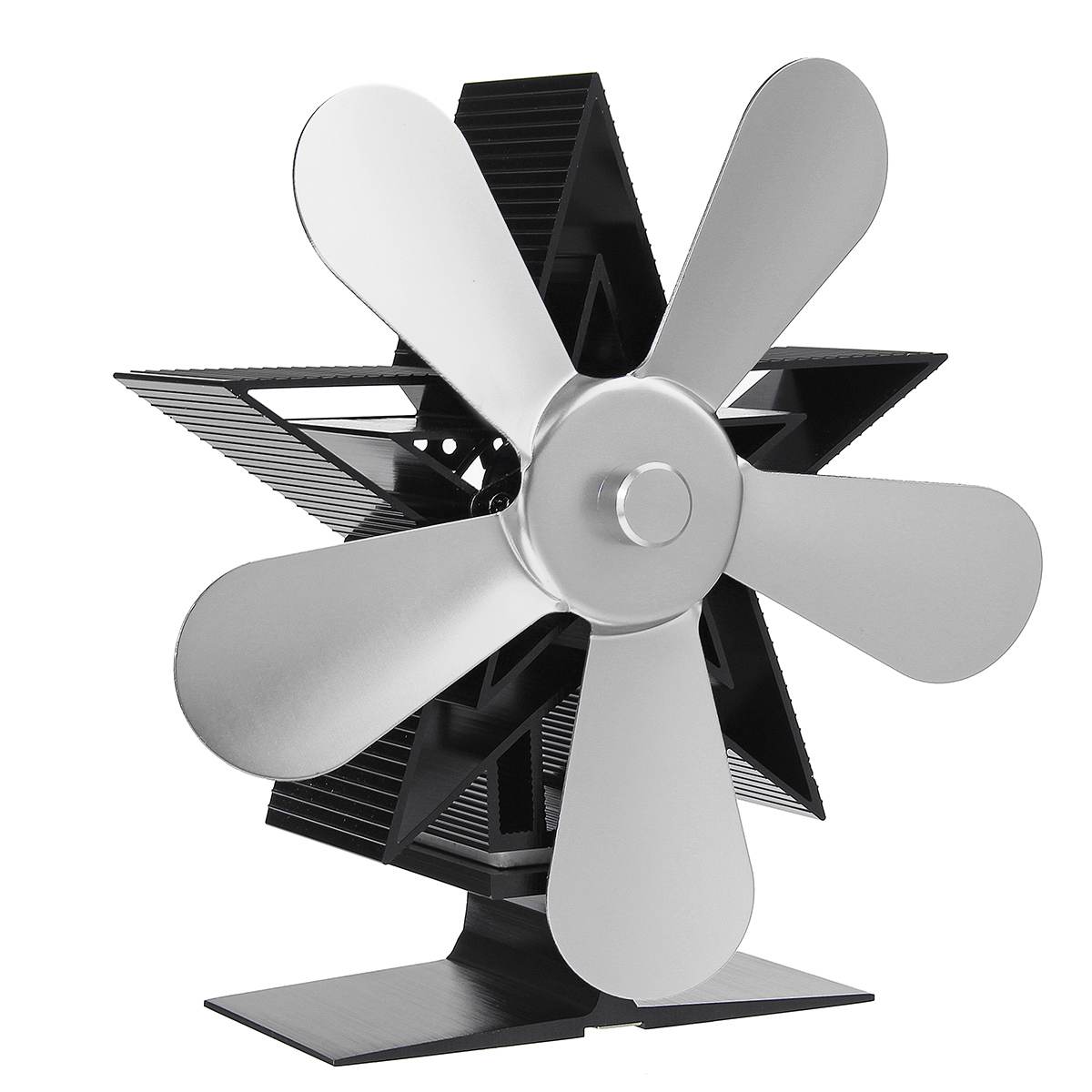 Powered Stove Fan Wood Heat Powered Stove Fan Fireplace Blower Fan Home Quiet Eco Friendly Hight Efficient Heat Distribution: Silver