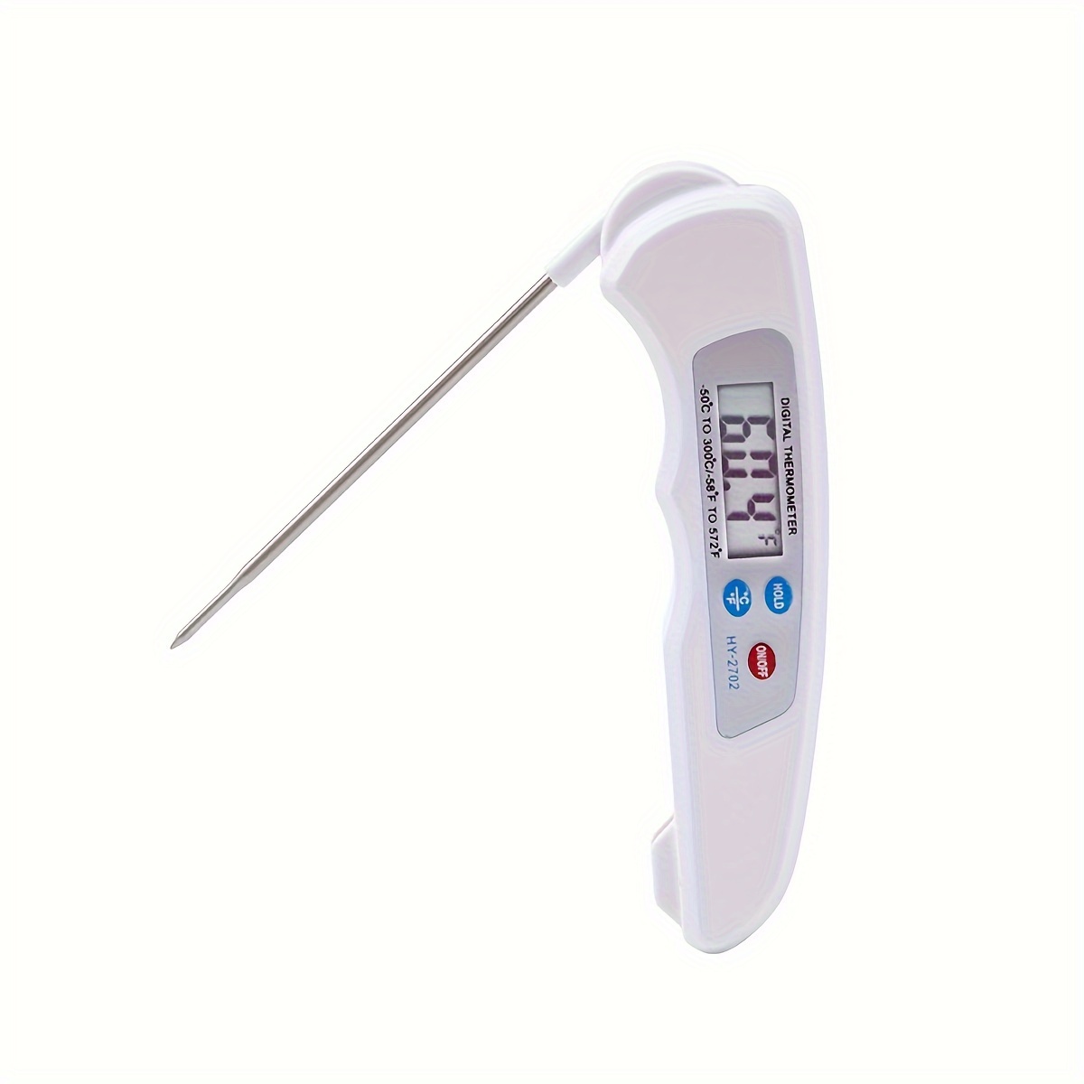 Foldable Instant Read Meat Thermometer Magnetic Stainless Steel Kitchen Food Probe Water Cooking BBQ Digital Meat Thermometer: WHITE