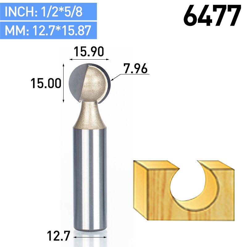 HUHAO 1pc 3mm 6mm Shank round carving bit making mould CNC bits for wood CNC woodworking round 3D engraving knife