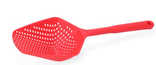 Palas de cocina creativas, colador de alimentos, cuchara de nailon, utensilios de drenaje, colador grande, filtro para sopa, accesorios de cocina para el hogar: Rojo