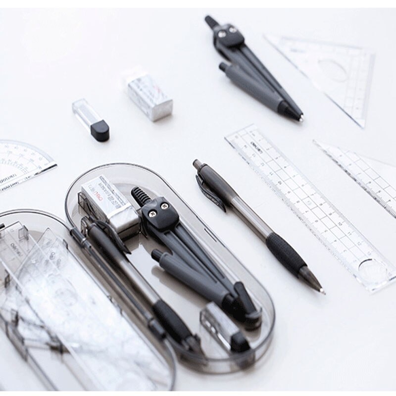 Deli Painting Set Round Rule Triangular Rule Angle Rule Student Examination Homework Drawing Set Stationery 9591