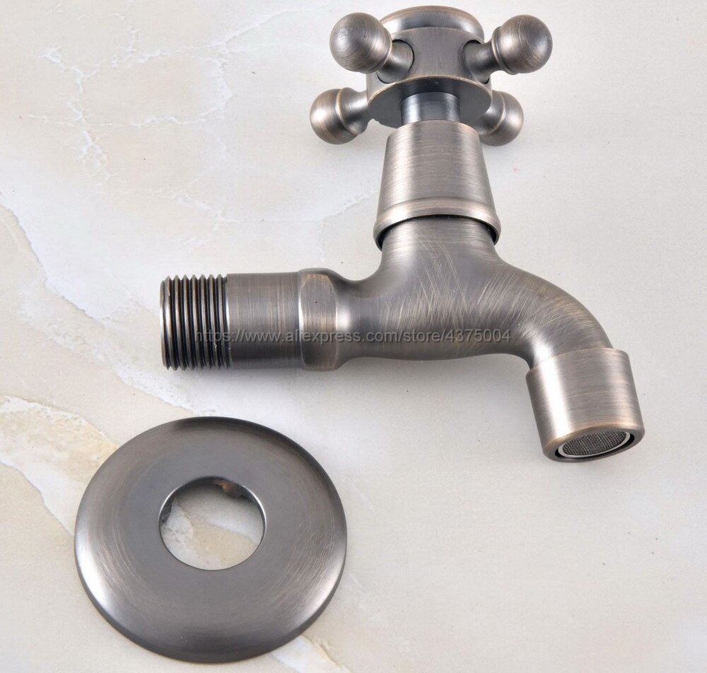 Antieke Bronzen Kruis Handvat Wall Mount Mop Zwembad Water Tap Kraan Enkel Handvat Koud Water Kraan Nav350
