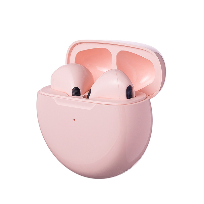 Pro 6 tws trådlösa hörlurar med mikrofon, bluetooth-hörlurar, sportlöparheadset för apple iphone och xiaomi pro 6: Rosa